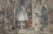 Wyke Bayliss Ely Cathedral pen and watercolour oil